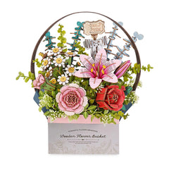 Canasta de Flores de Madera - Armable DIY