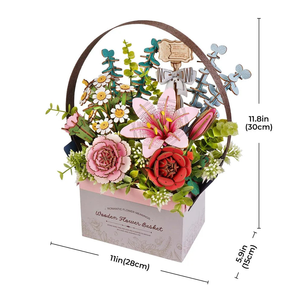 Canasta de Flores de Madera - Armable DIY
