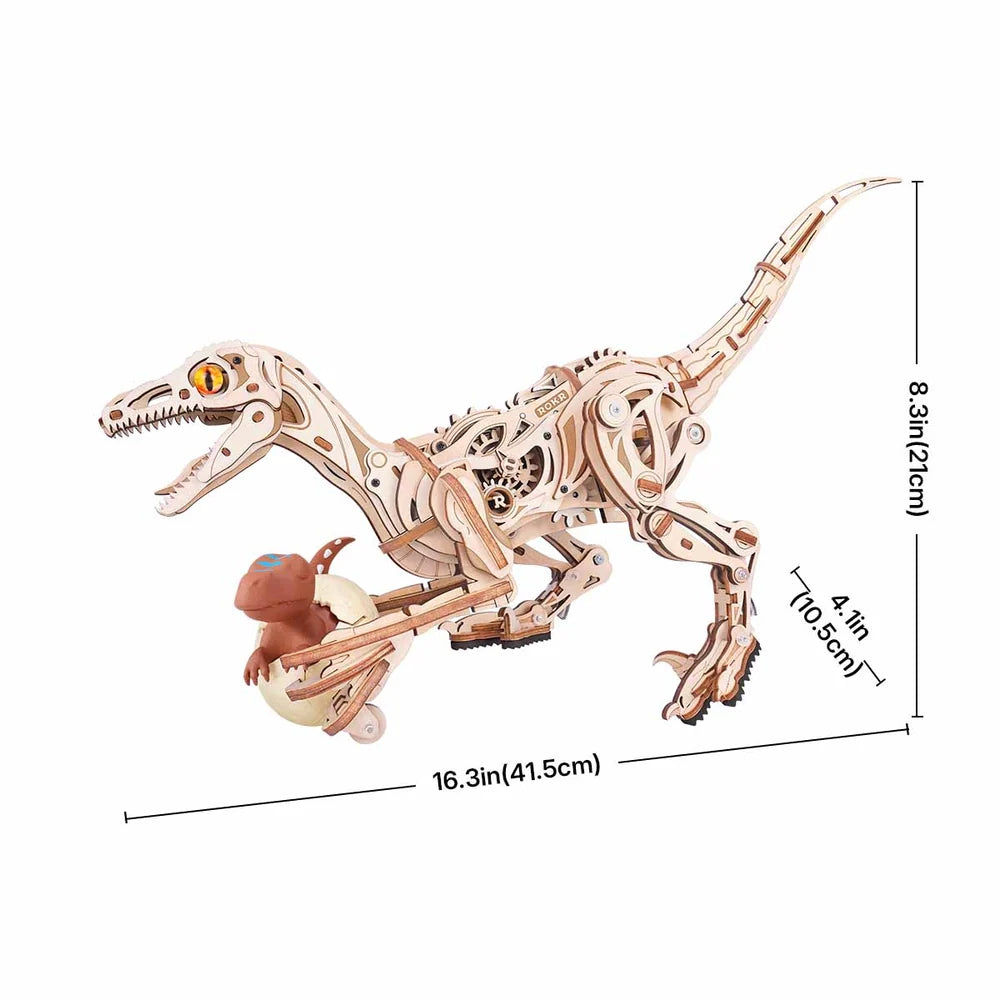 Velociraptor - Maqueta de madera que corre