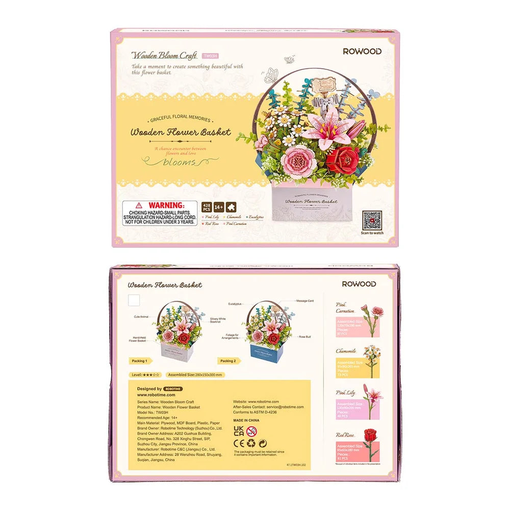 Canasta de Flores de Madera - Armable DIY