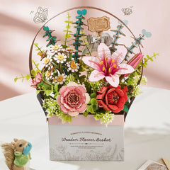 Canasta de Flores de Madera - Armable DIY