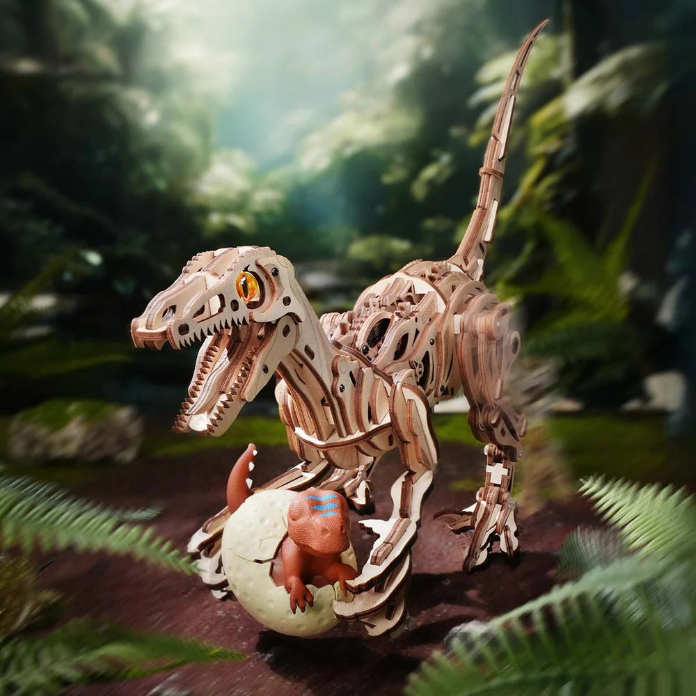 Velociraptor - Maqueta de madera que corre