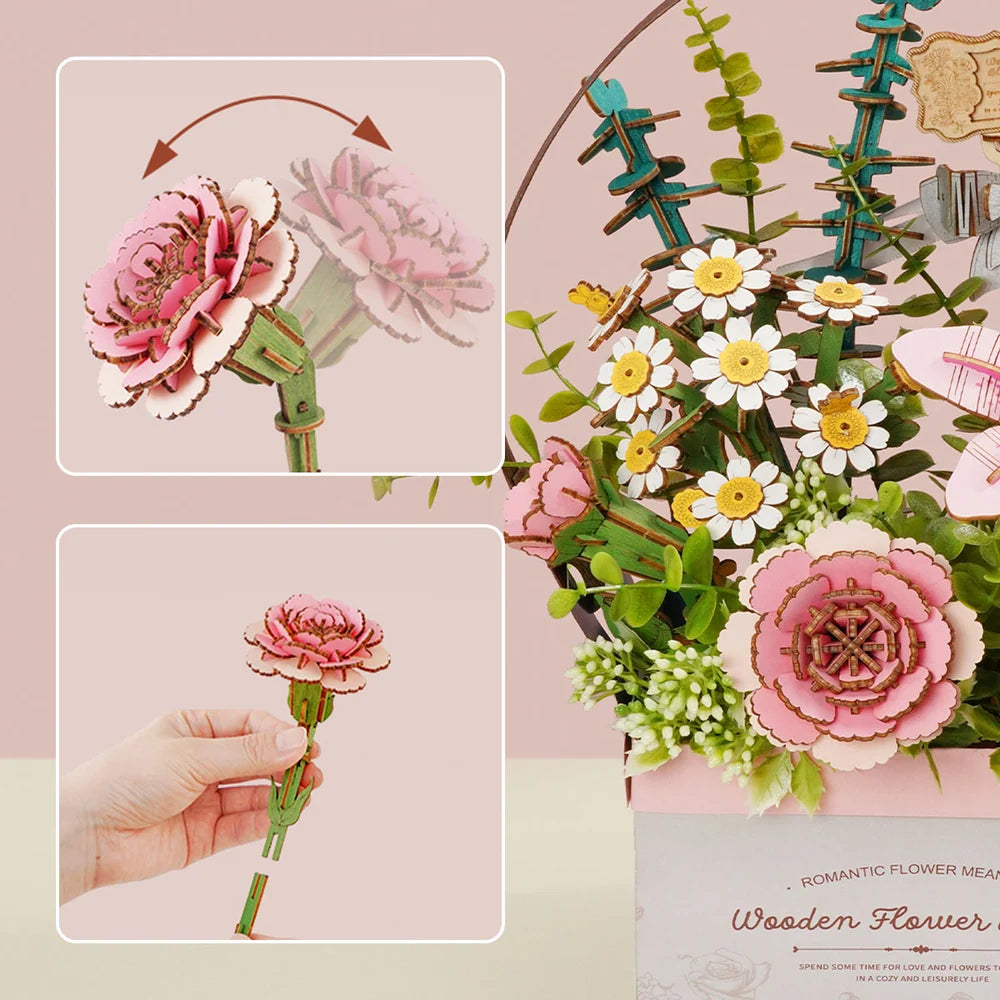 Canasta de Flores de Madera - Armable DIY