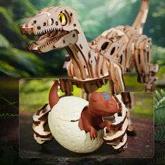Velociraptor - Maqueta de madera que corre
